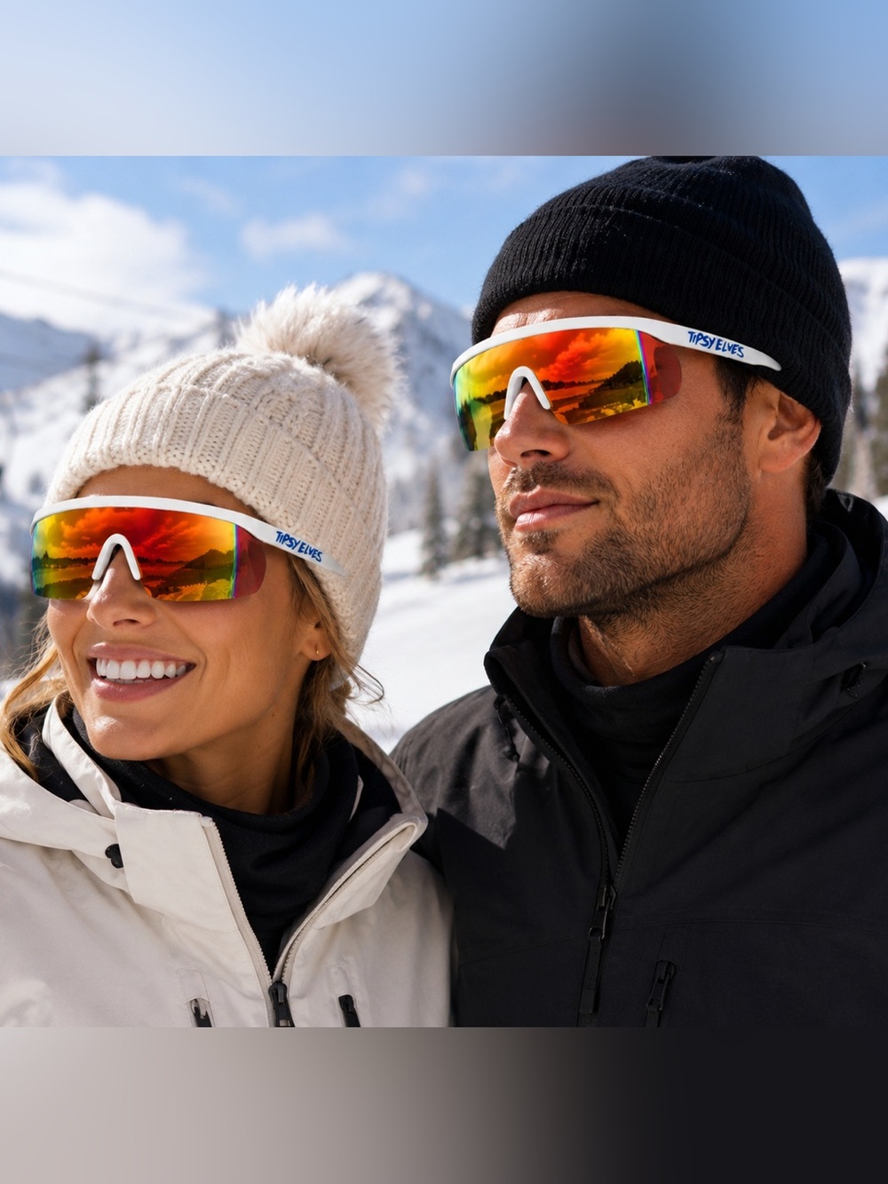 Tipsy Elves White Frame Sunglasses with Orange-Red Mirrored Lens- Unisex